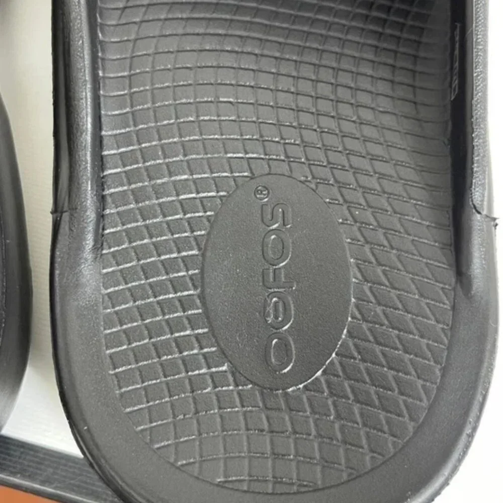 OOFOS OOahh Recovery Sandals Slide Black Open Toe Slip On Men's 9‎ Women's 11